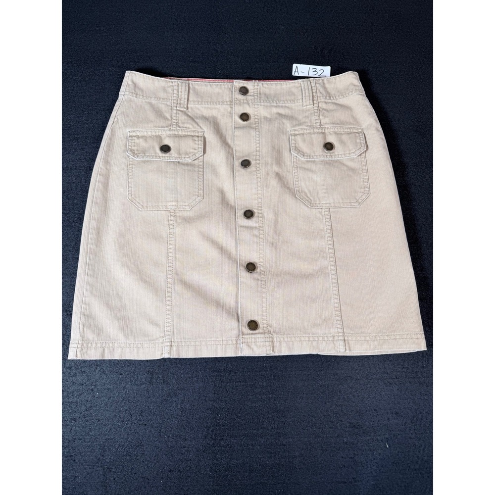 Tommy Hilfiger Jeans Tan Beige Corduroy Button Front Mini Skirt Womens Size 12